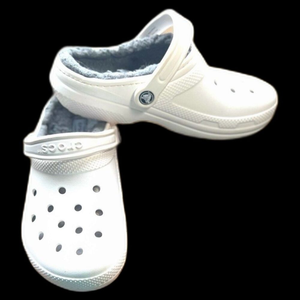 Authentic Crocs White Unisex Work Nursing Shoes Comfort -Fleece Lined W8